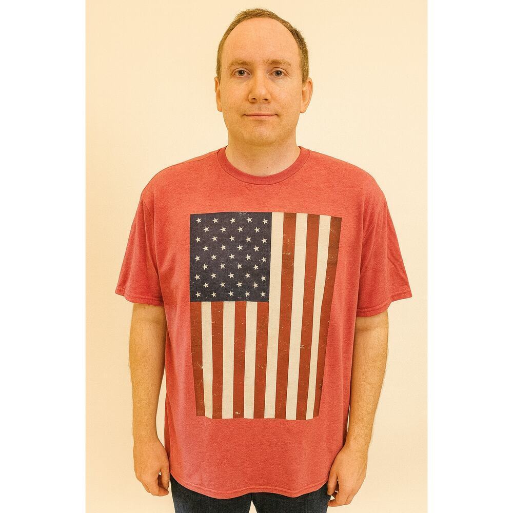NWT well worn USA American flag patriotic republican fourth of July top L light